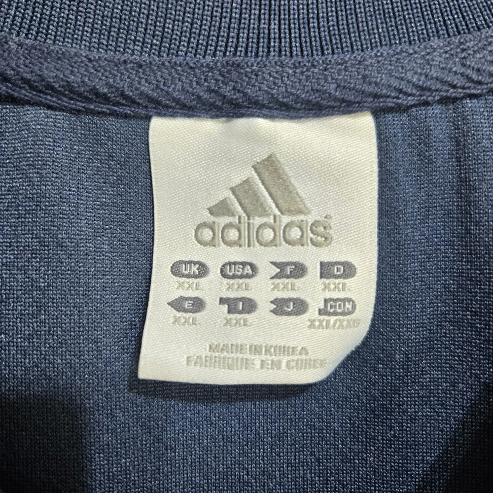 Adidas NY Yankees Polo XXL Navy Blue Embroidered Logo Striped Collar MLB #1489